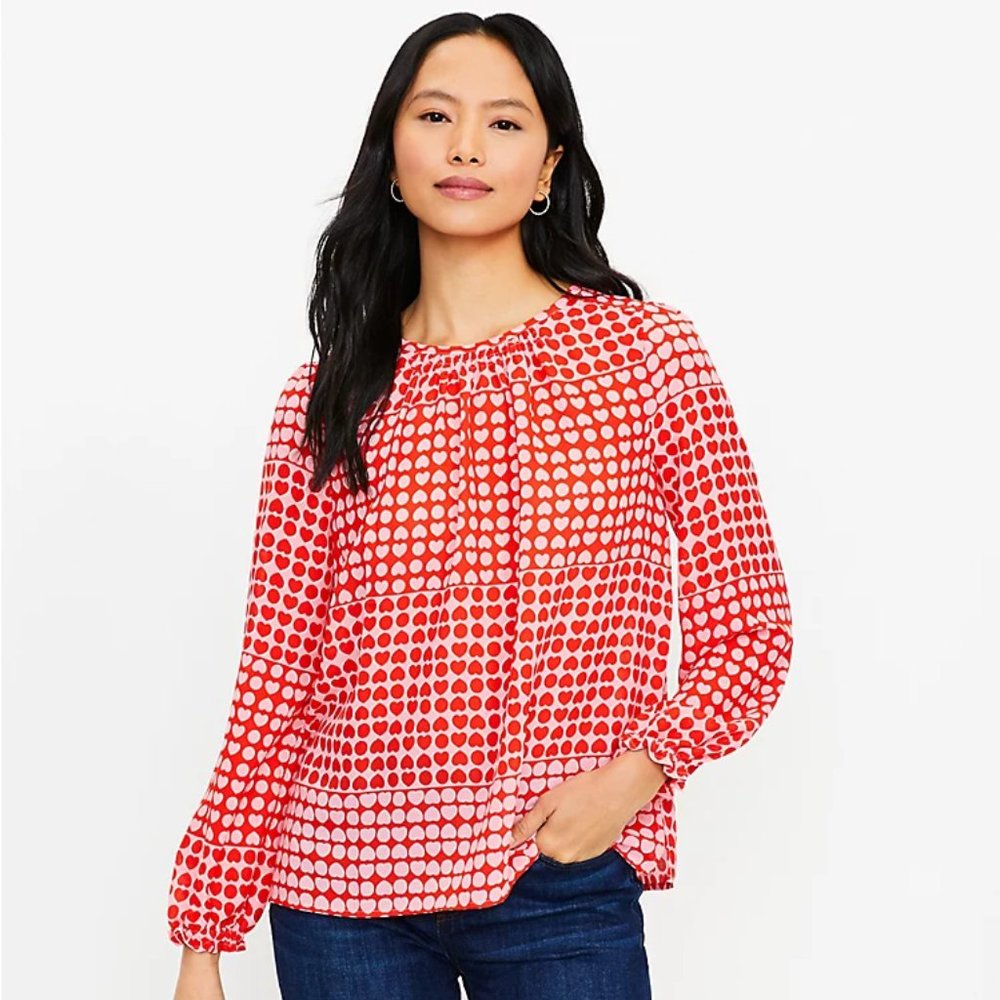 Loft Heart Ruffle Cuff Blouse - Picture 2 of 3